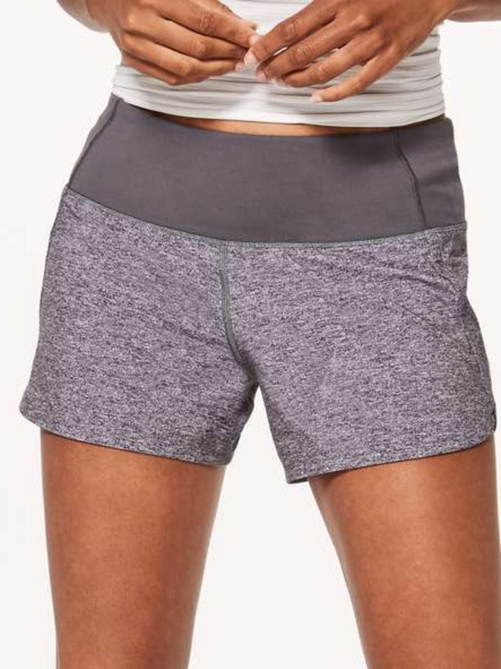 Lululemon Run Times Short II 4" Heather Lux Multi Black / Dark Carbon Size 4